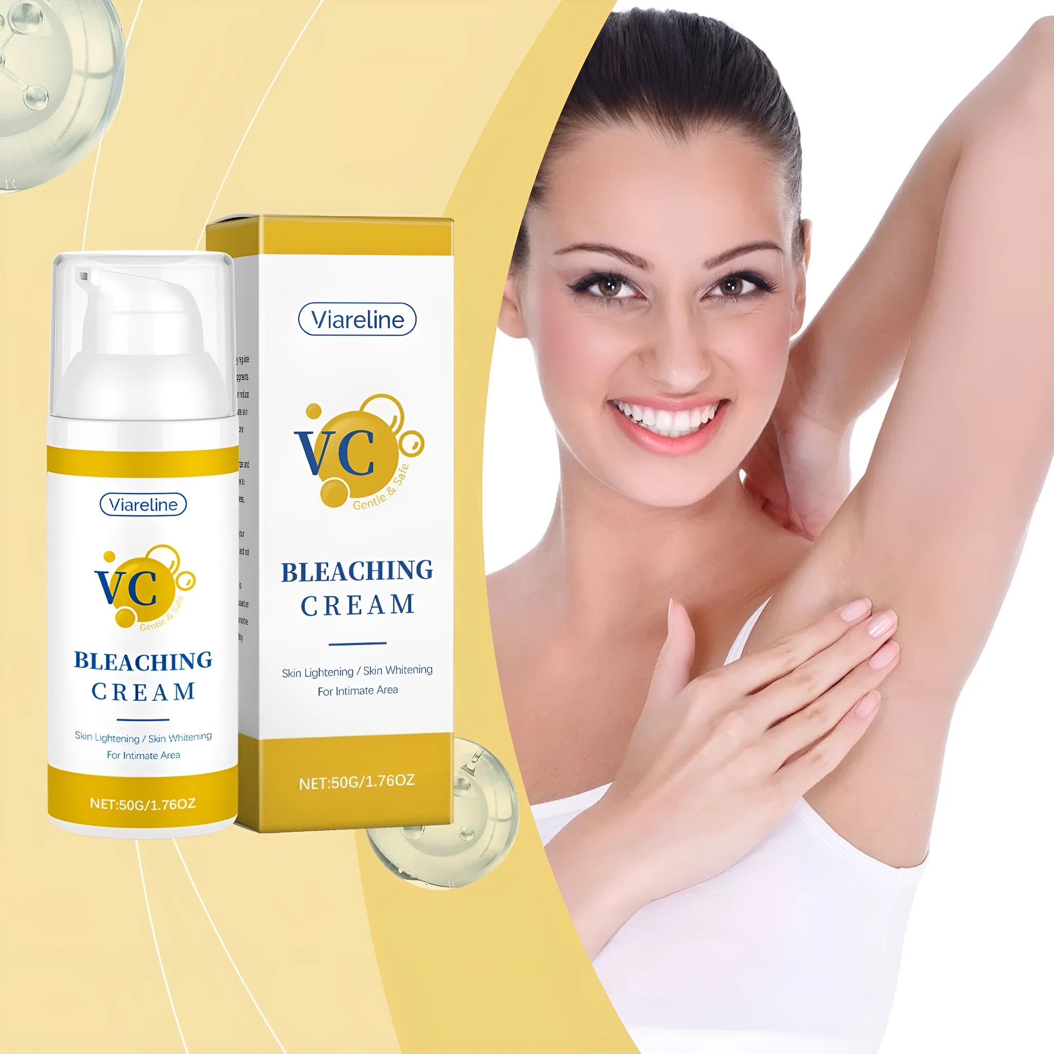 50g jar of vitamin C whitening cream with lightening ingredients for skin tone evening