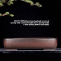 Rectangular handmade purple clay flower pot measuring 60 cm long with antique styling