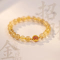 Citrine and gold rutilated quartz crystal bracelet in Korean style with diamond shapes