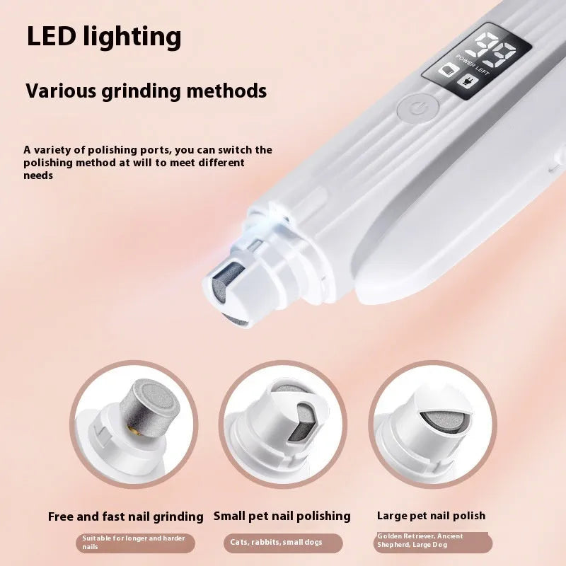 HZ8 white model dog nail clippers with integrated light and filing device for pet grooming