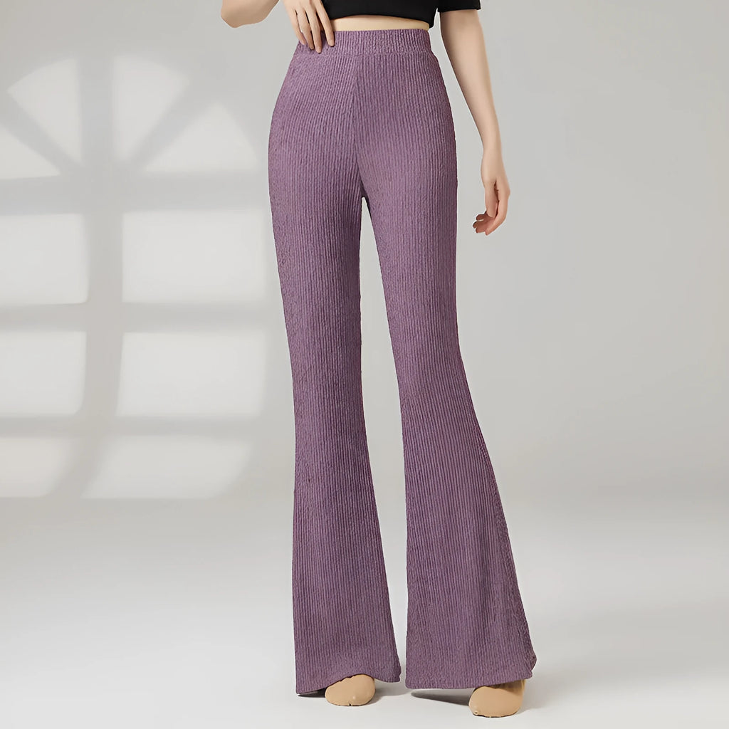 Women's solid colour dance practice trousers for body training in stretch polyester fabric