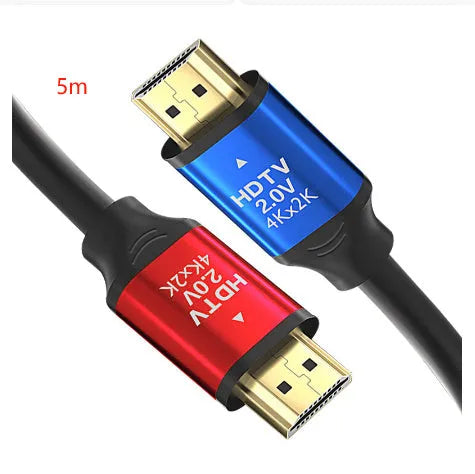 HDMI cable with aluminium alloy gold-plated connectors showing length options from 1.5m to 20m
