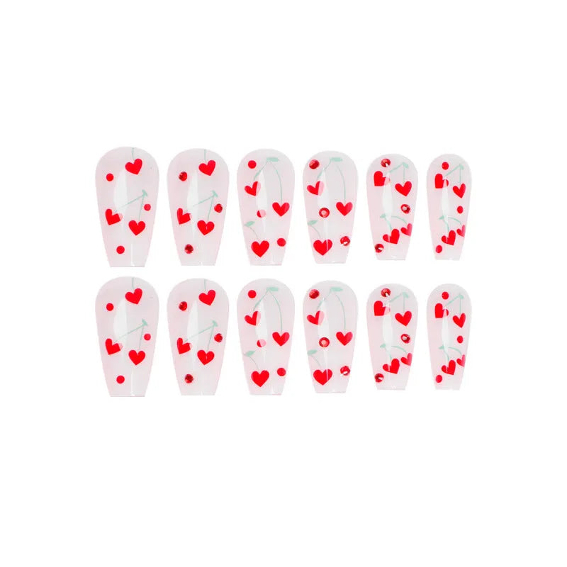 French Love Red Diamond Small Cherry nail art decals in JP1601 colour - pack of 24 pieces