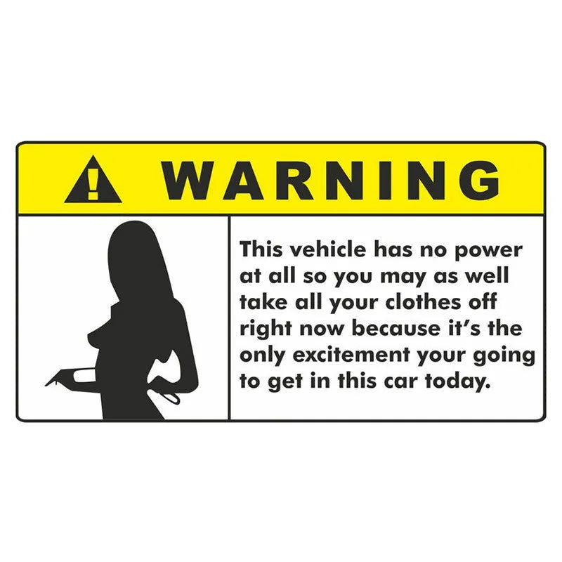 13cm comic car warning sticker in PVC material with humorous design