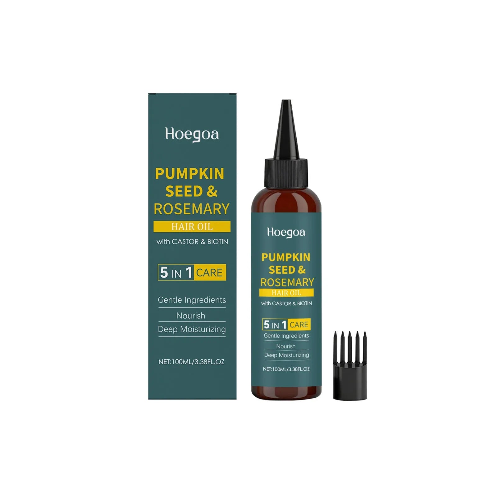 100ML rosemary essential oil bottle with pointed applicator and hair comb for hair treatment