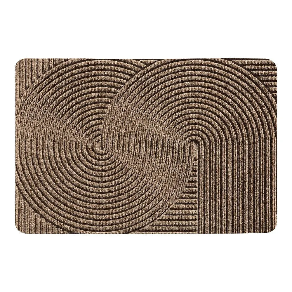 Cartoon alien pattern entrance floor mat with wire ring border in blue colour.