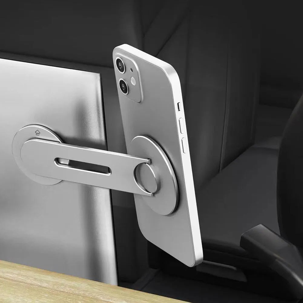 Magnetic suction car phone holder for Tesla vehicles with aluminium alloy construction and hidden installation design