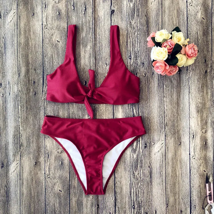 Polyester bikini set with bra and briefs in five colour options