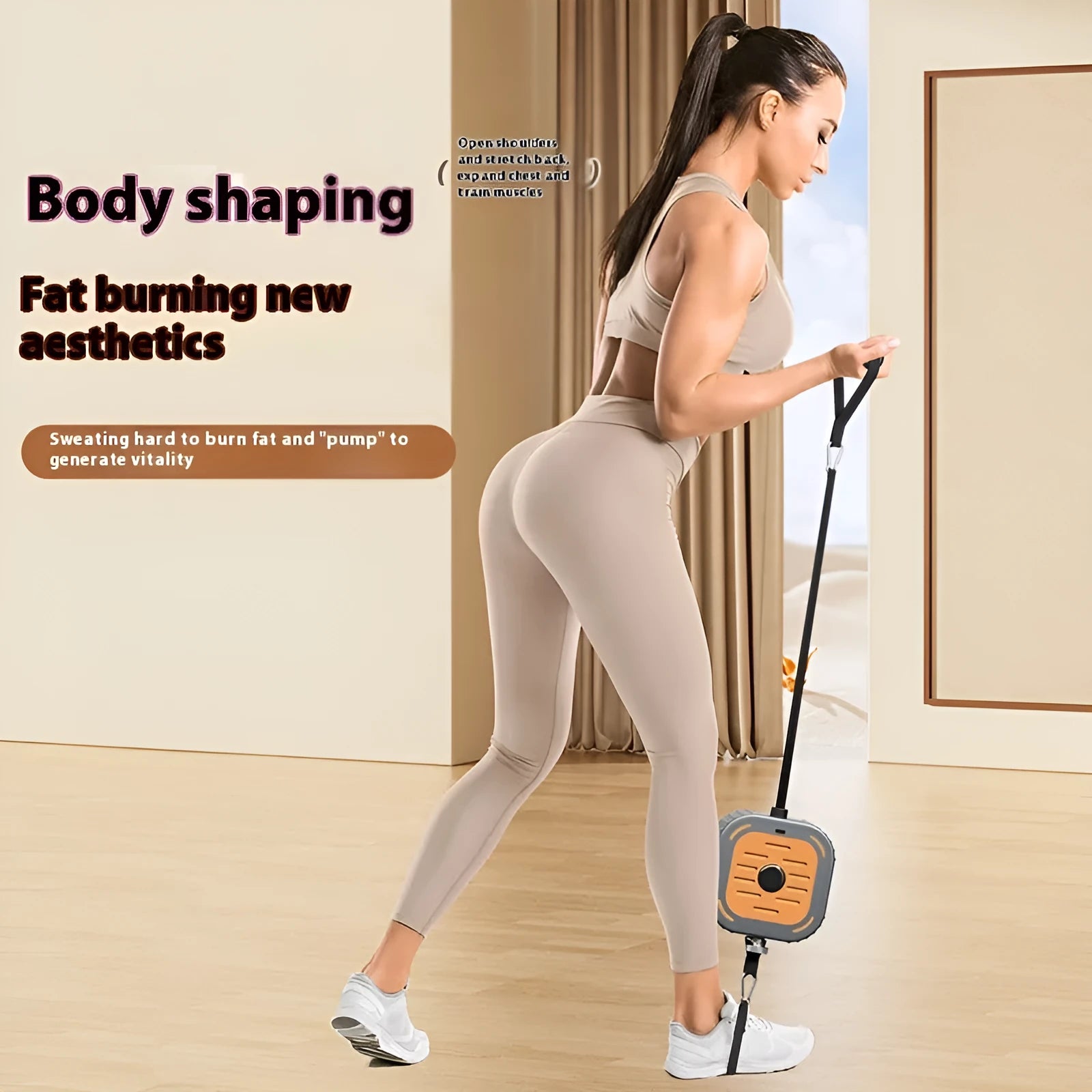 Adjustable power pump chest expander fitness equipment in navy blue or vibrant orange.