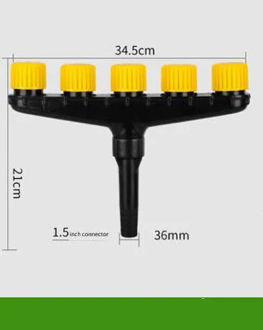 Multi-head porous spray header for watering vegetables, ABS plastic with clamp connection