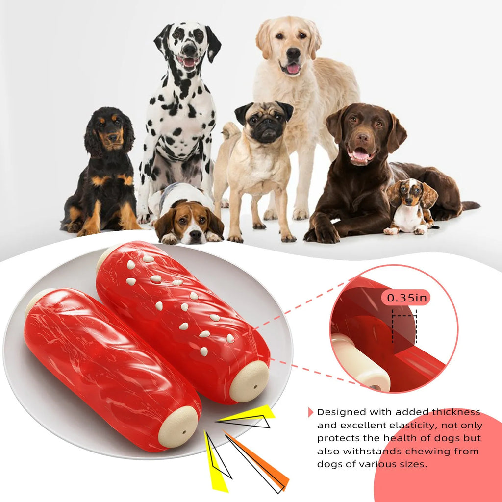 Blue and red plastic dog toy with toothbrush and molar rod textures for chewing and dental care.