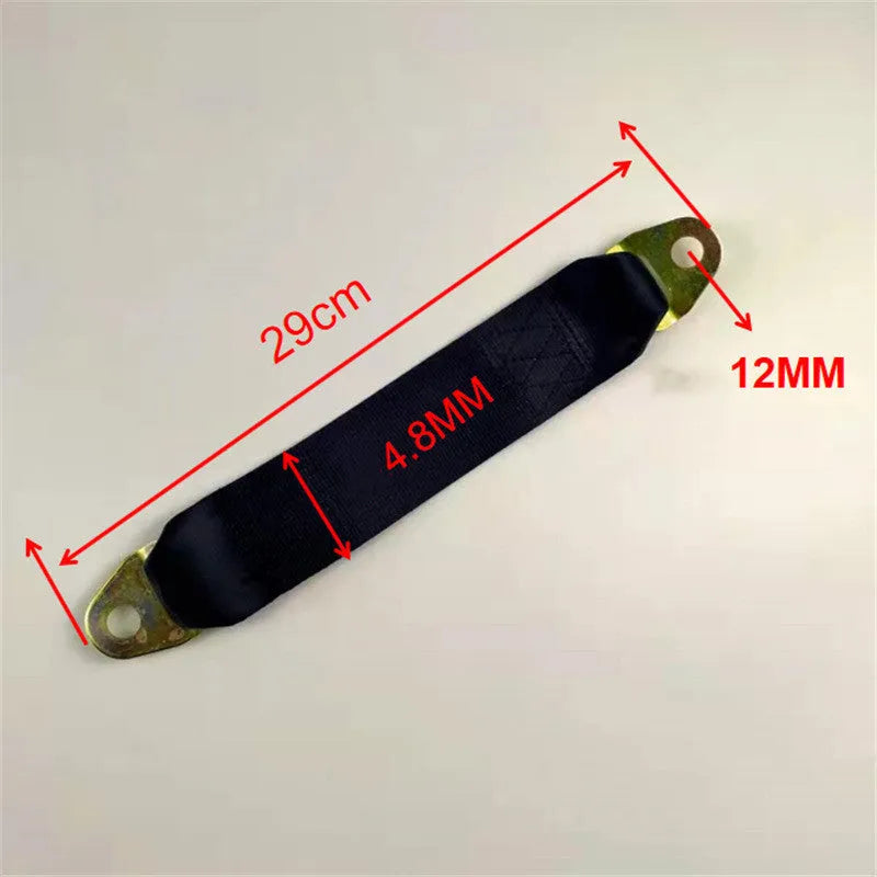 Polyester door latch and stop fixing belt with screws and nuts for universal door security.
