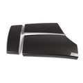 Three ABS carbon fibre pattern armrest box protective covers showing diagonal weave and shiny surface