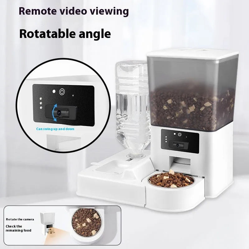 5 litre stainless steel bowl intelligent pet feeder with remote Wi‑Fi, video, and voice call functions