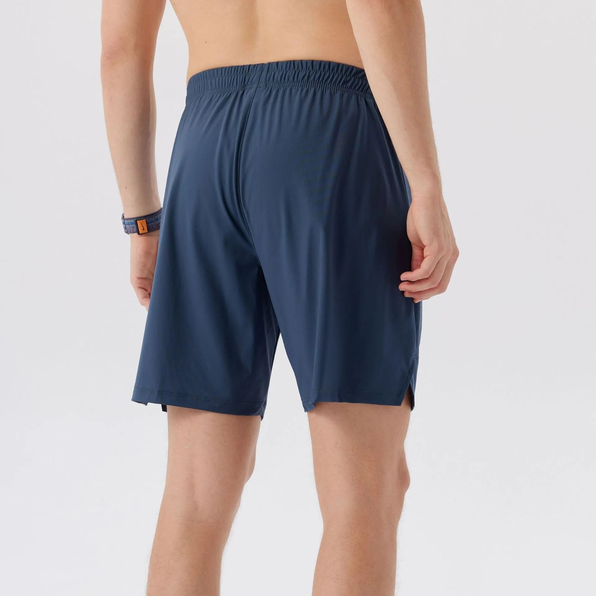 Men's ice silk nylon sports shorts in mid waist design with short length