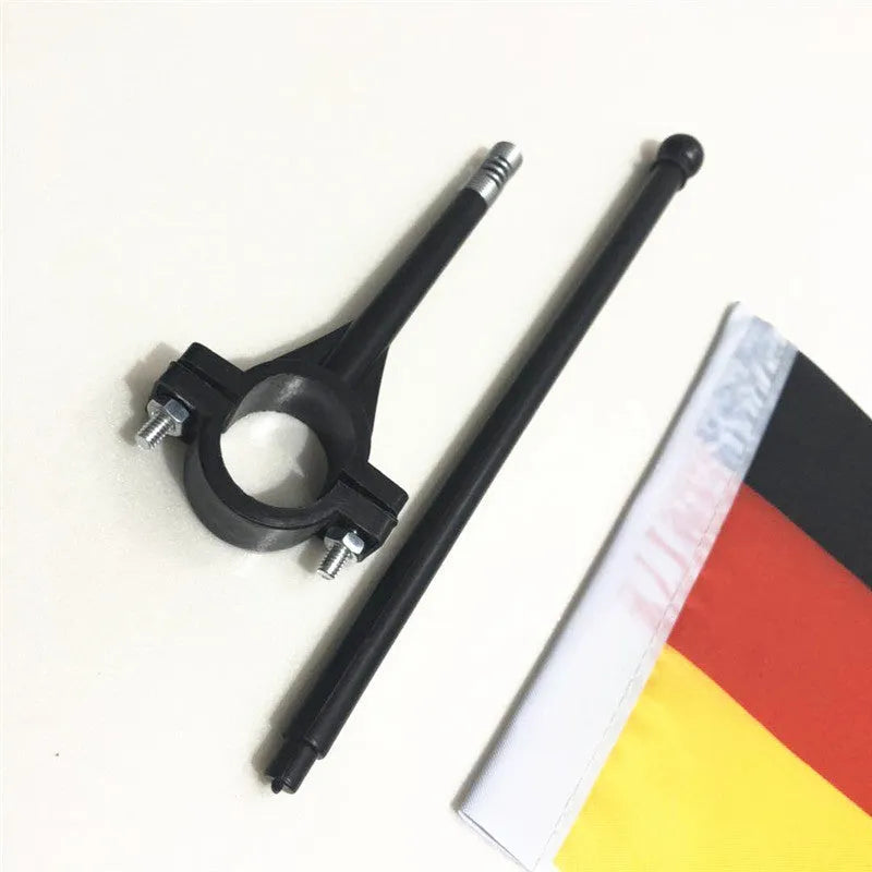 Cycling handlebar flag pole with square polyester fabric flag attached for bicycle promotions