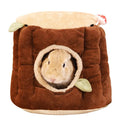 Brown cloth hanging rabbit nest with enclosed design for winter warmth