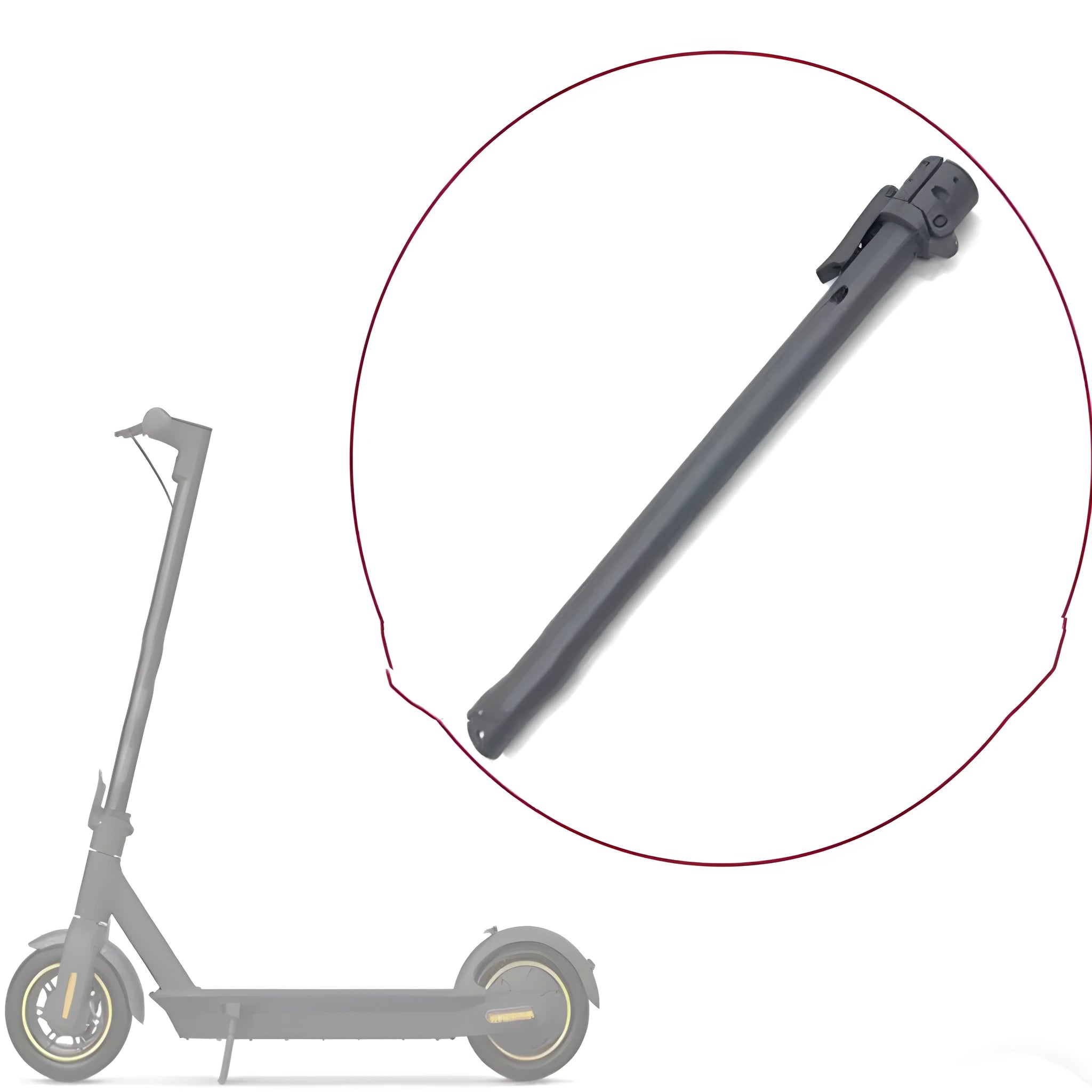 Black metal folding upright pole for Nanbo No. 9 electric scooter.