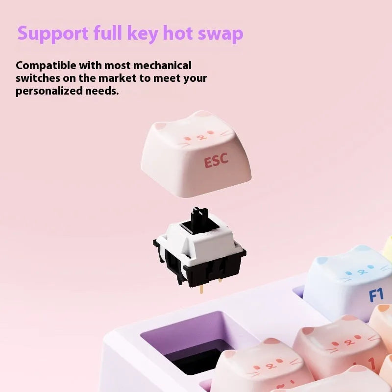 Candy Cat third mock examination coloured Bluetooth mechanical keyboard with piano-axis switches