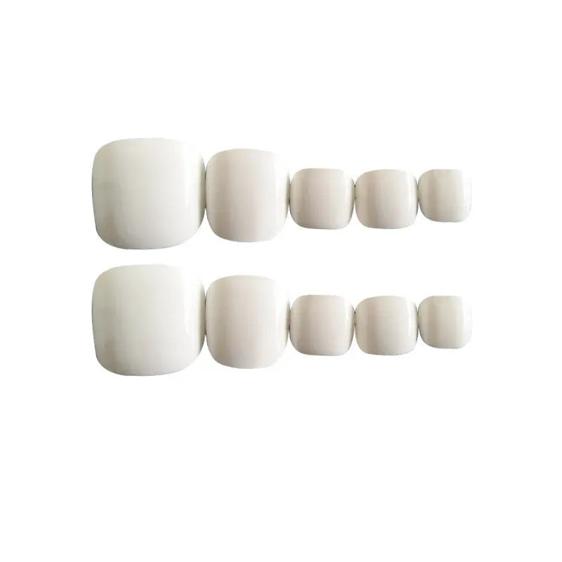 White artificial fingernails with starry sky pattern, complete set with adhesive glue for women
