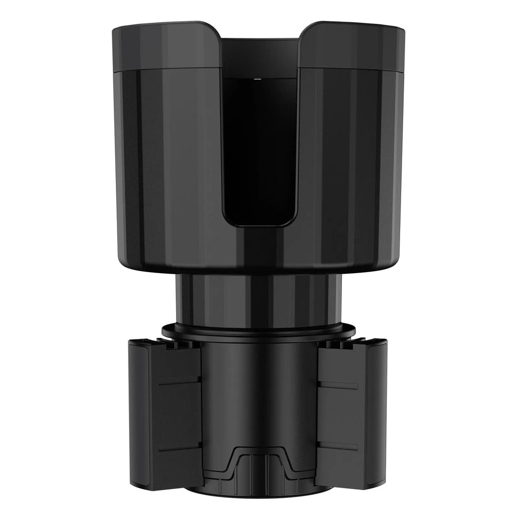 Matte black ABS car cup holder expander for oversized bottles with twist adjustment mechanism