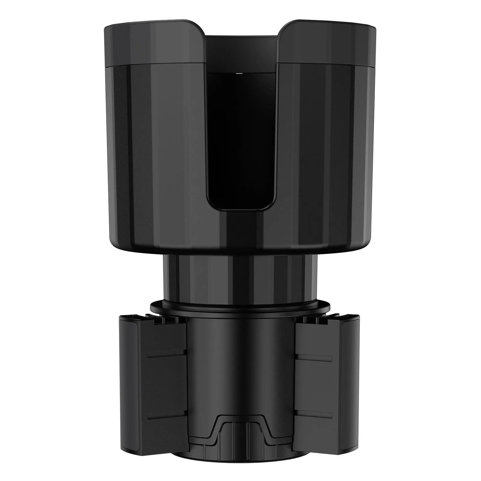 Matte black ABS car cup holder expander for oversized bottles with twist adjustment mechanism
