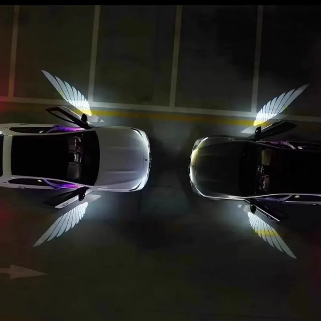 Car rearview mirror courtesy lamp with angel wings projection design in aluminium housing