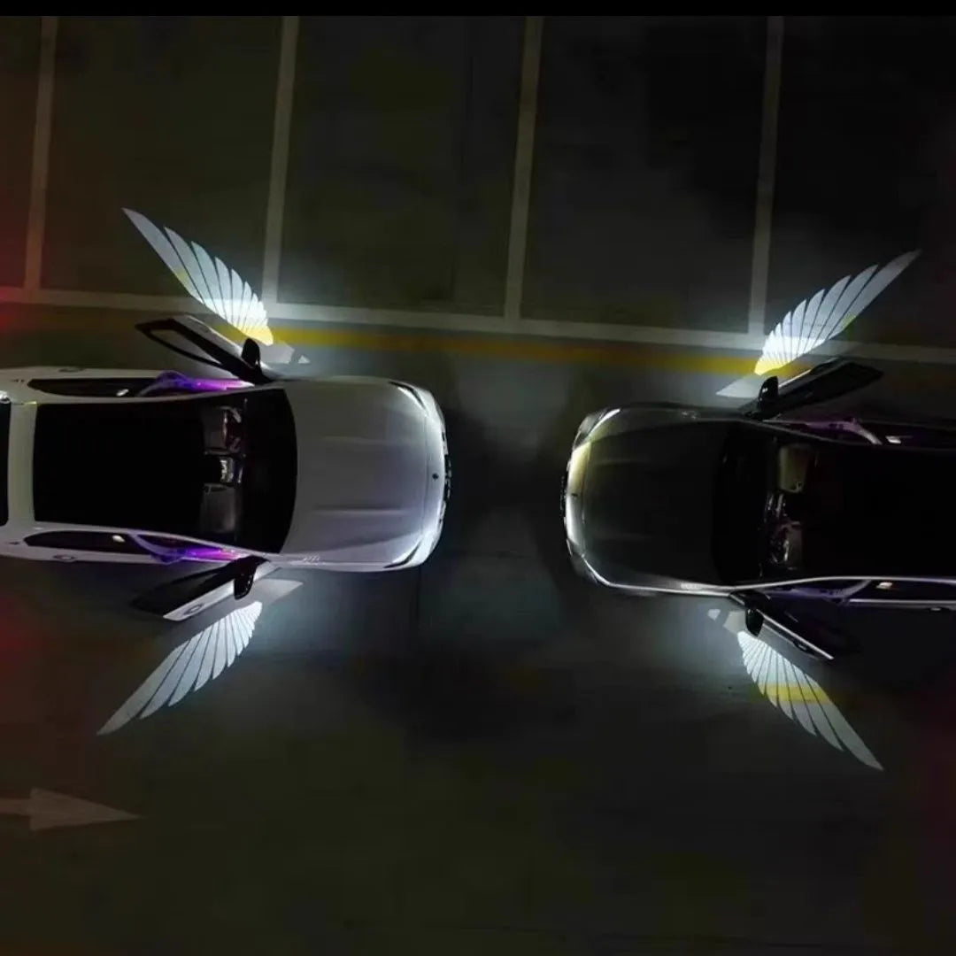 Car rearview mirror courtesy lamp with angel wings projection design in aluminium housing