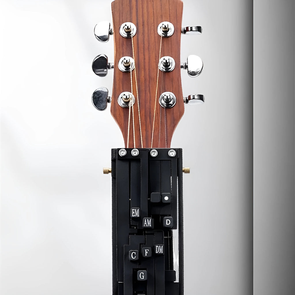 Black automatic chord practice device for folk guitar second chord training with double chord mechanism
