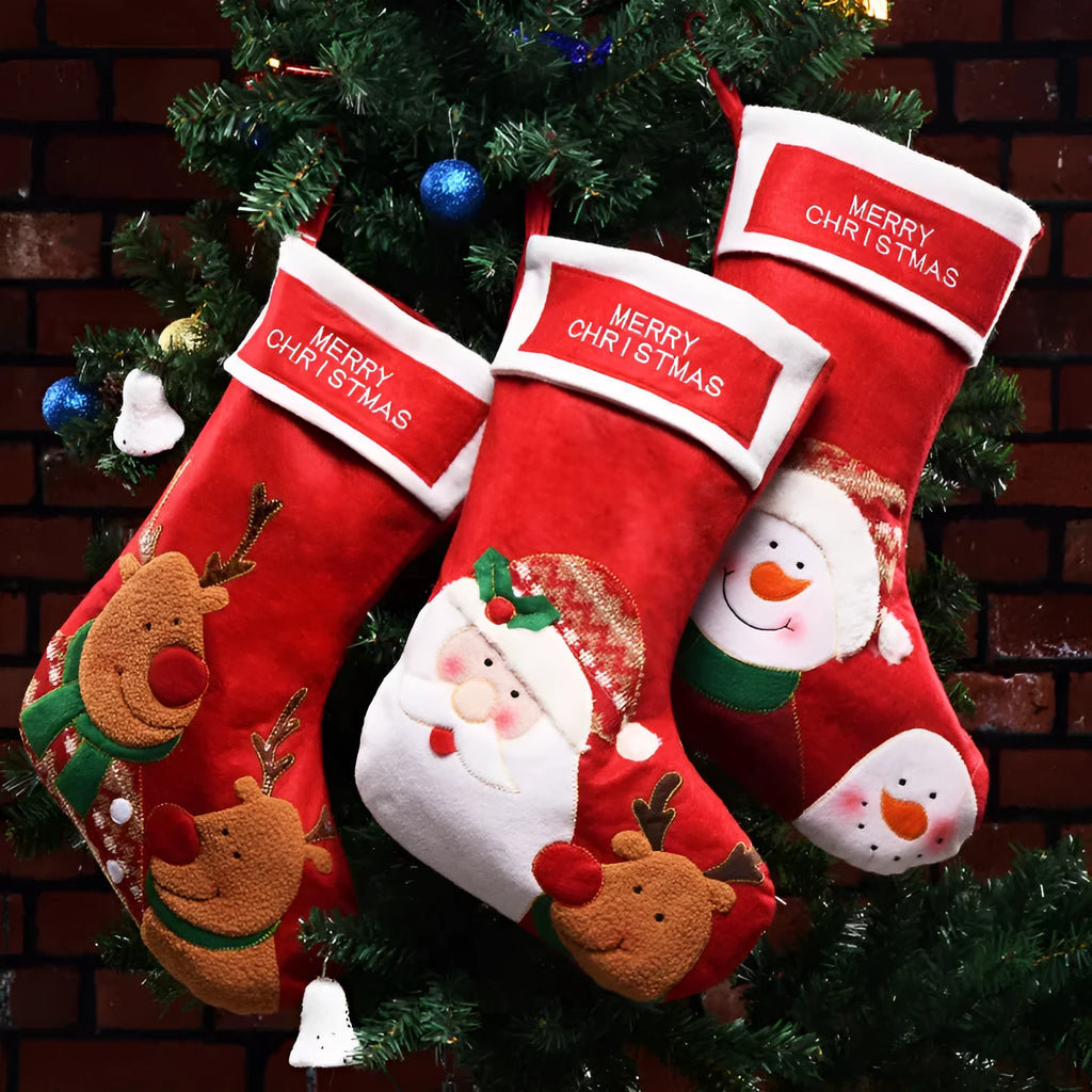 American-style non-woven Christmas stocking candy bag pendant in Elk, Old Man, and Snowman designs