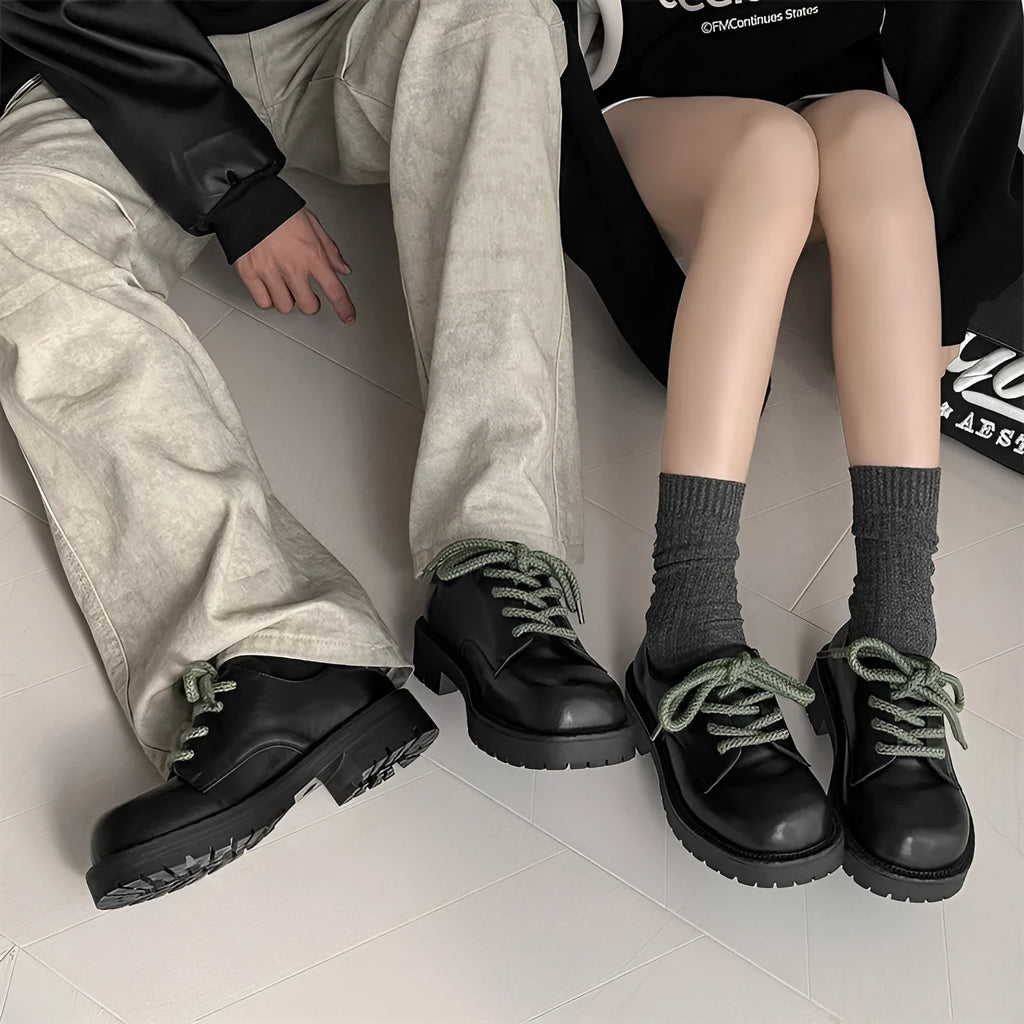 Big Head derby platform casual shoes in leather-look microfiber with a height-increasing rubber sole.