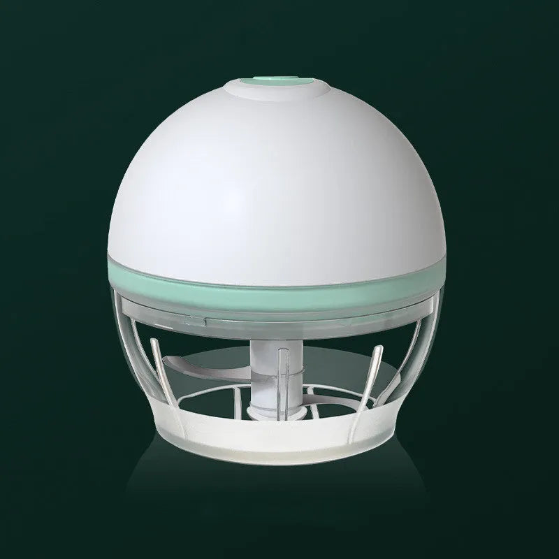 Green portable electric mini garlic cutter with transparent cup and USB charging cable