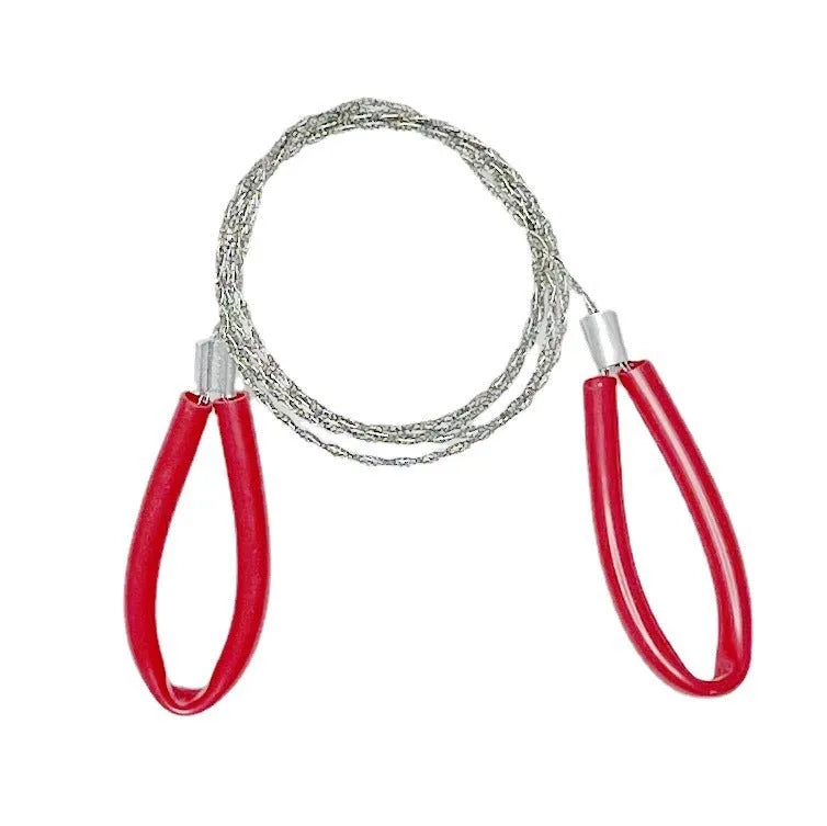 75cm survival wire saw with stainless steel braided construction in black colour