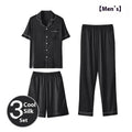 Men's ice silk three-piece home wear suit with shorts and trousers in thin material