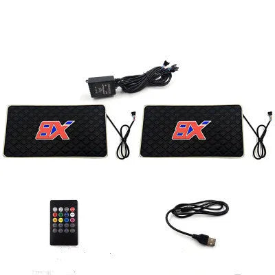 Black car interior atmosphere light with sound control, multicolor LED pad, USB socket, style A projection
