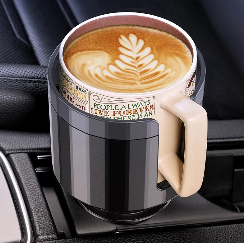 Matte black ABS car cup holder expander for oversized bottles with twist adjustment mechanism