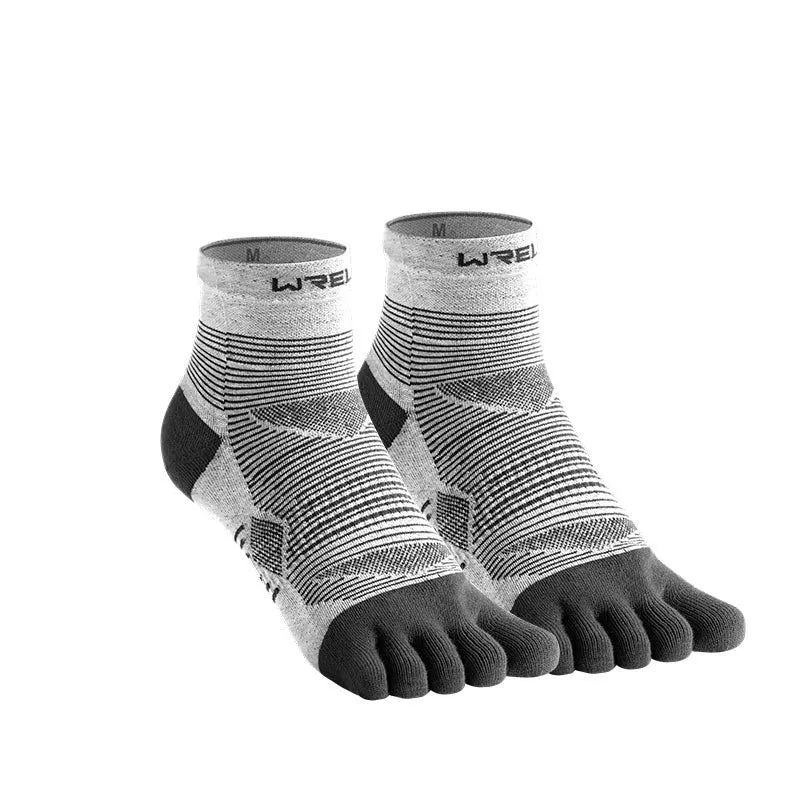 Professional sports toe socks with five separated toes in COOLMAX blend, shown in blue colour
