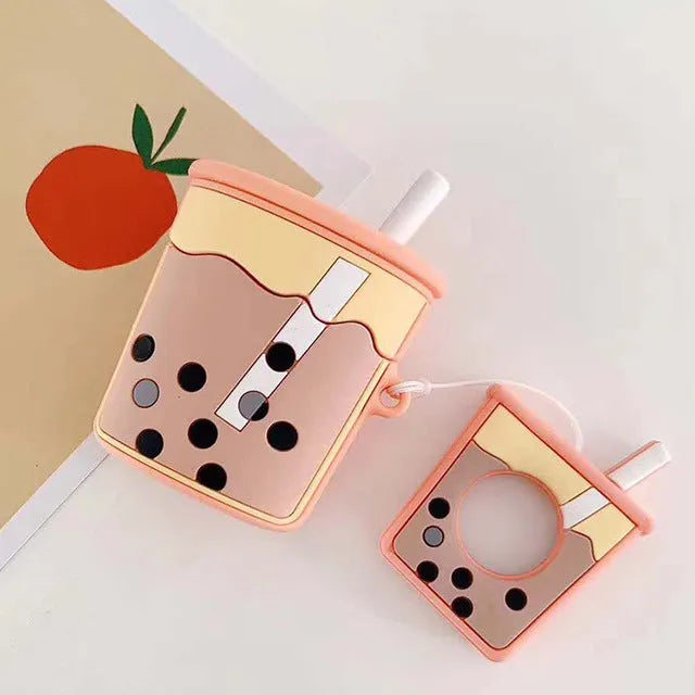 Pink, green, orange and purple silicone protective covers for Apple AirPods second generation wireless headset cases.