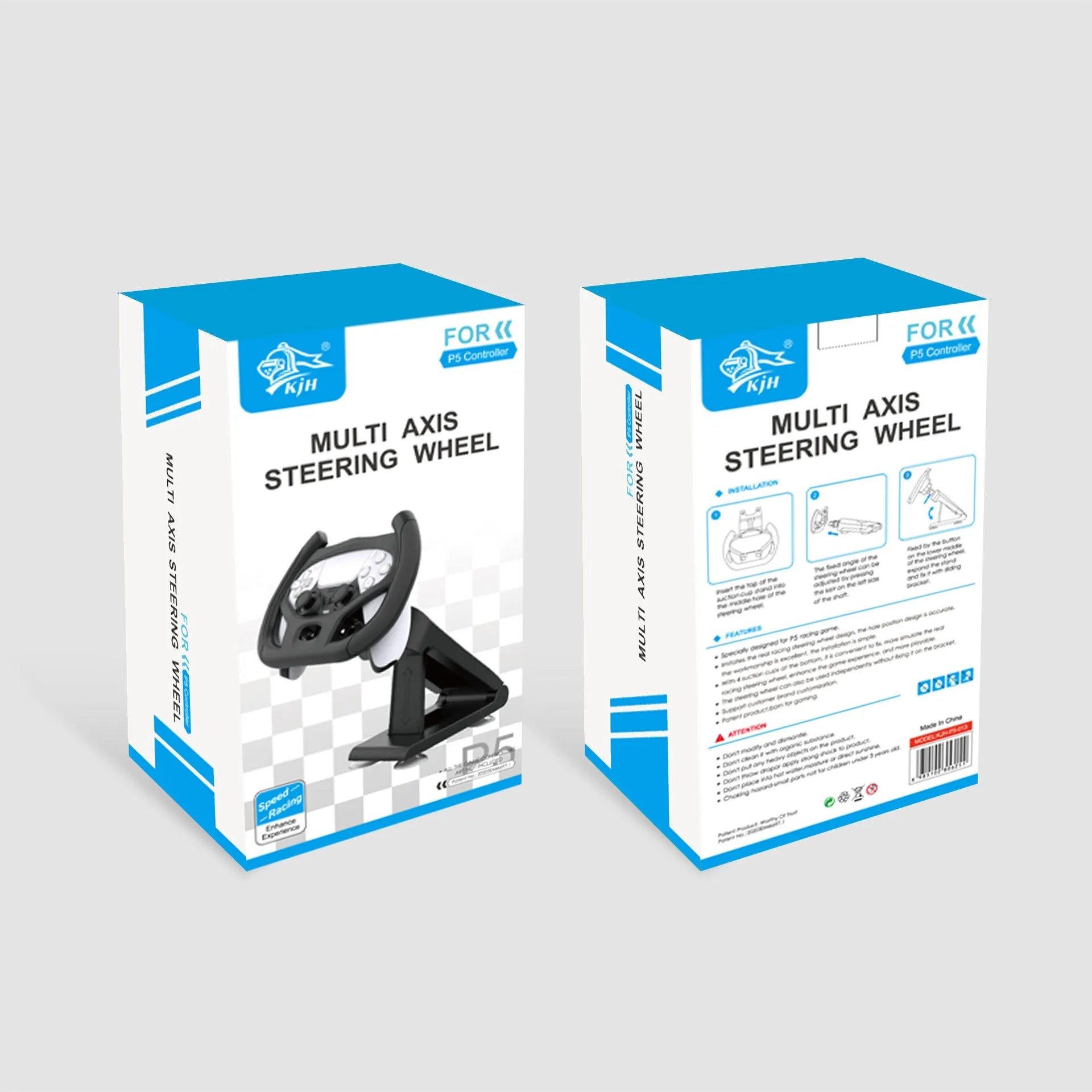 Black ABS plastic universal gamepad steering wheel bracket with a suction cup for mobile phones.