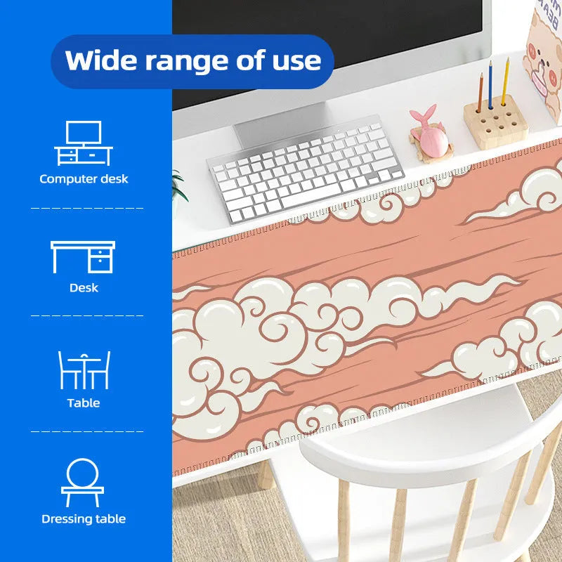 Large customisable rubber desk mat with non-slip base and Japanese-style simple design.