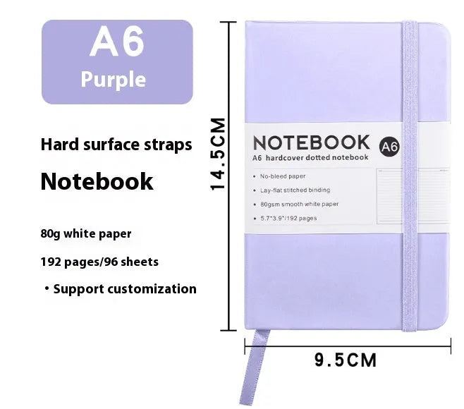 A5 and A6 size soft-touch PU leather strap diary with horizontal lined pages in multiple colour options.