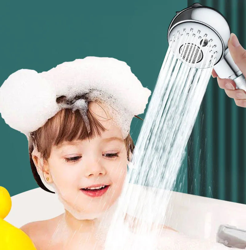 Silver ABS plastic handheld pet shower head for gentle bathroom grooming.
