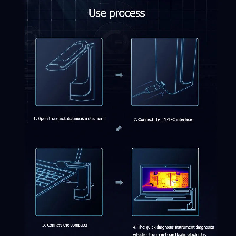 Black USB mobile phone diagnostic instrument for mainboard testing in telecommunication repair