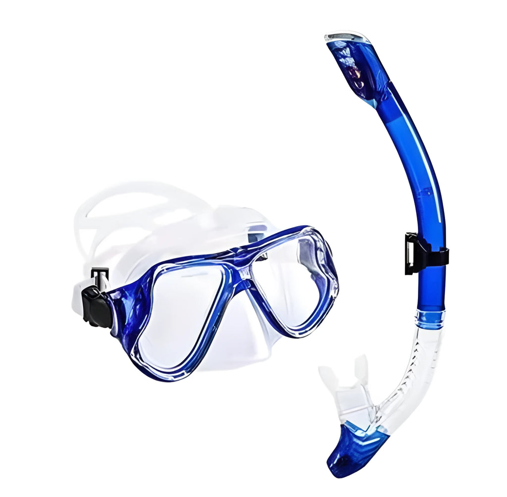 Diving goggles with PC frame, transparent anti-fog lens, adjustable silicone strap in multiple colours