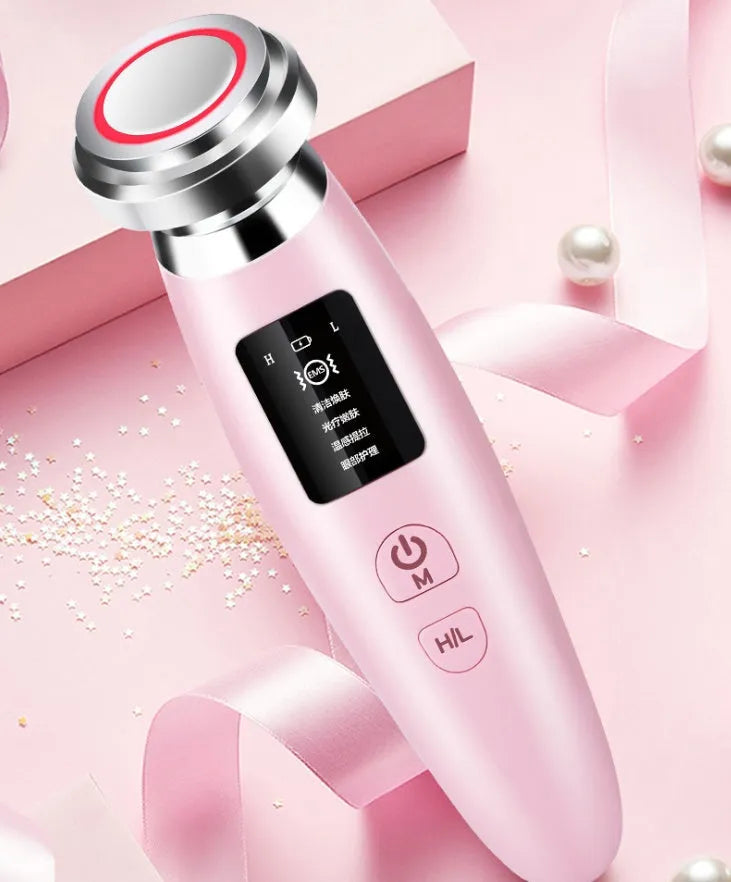Pink skin rejuvenation instrument for facial cleansing with 185mm length portable design