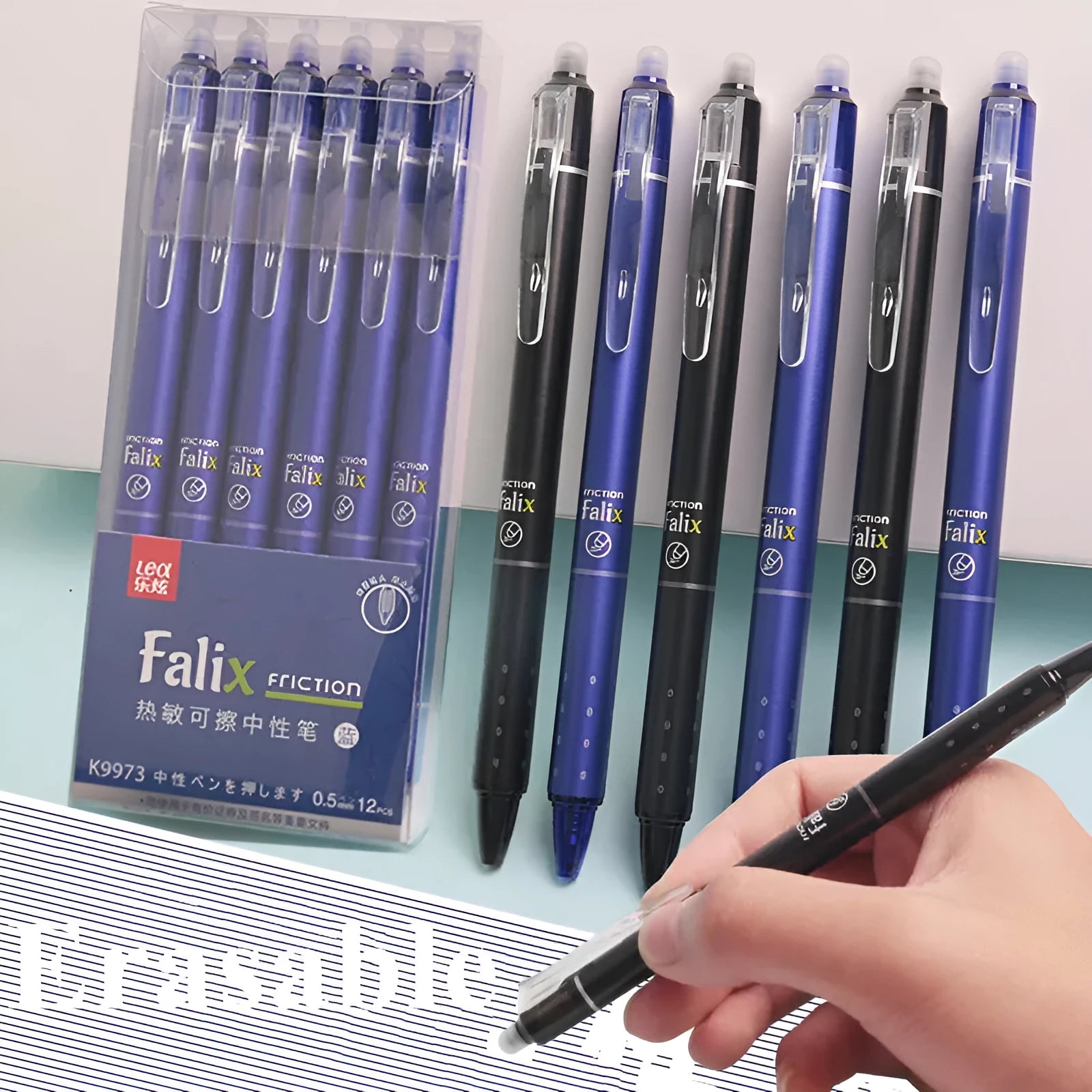 Hot erasable push gel pen 0.5mm with retractable tip and plastic body