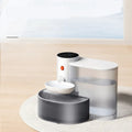 White rechargeable cat water fountain with 3L tank and stainless steel bowl