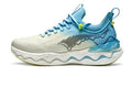 Women's cushioned running shoes with thick rubber soles in Oreo Black colour on a hard surface.