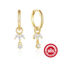 Geometric sunflower earrings in golden-three diamond colour made from sterling silver