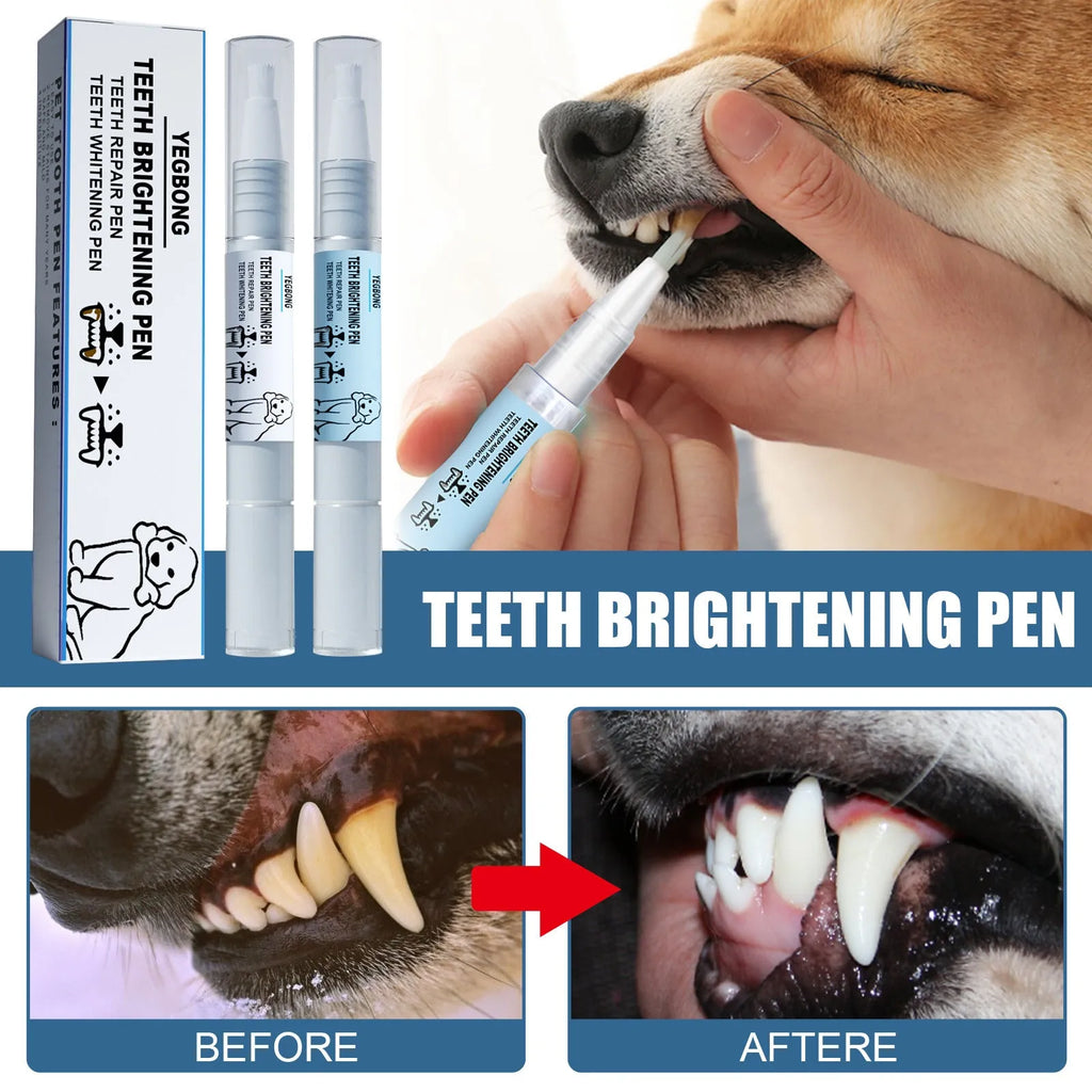 Yegbong pet teeth whitening pen with 3ml whitening and 3ml cleaning formulas for dog and cat dental care